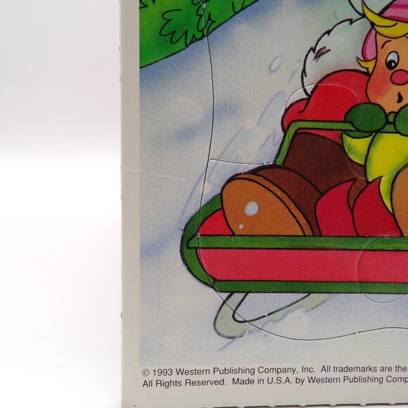 VTG 1993 Golden Books Santas Merry Ride Frame Tray Puzzle Christmas Retro 12 pc - Picture 7 of 11